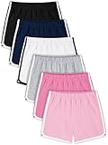 Poroka 6 Pack Girls Cotton Athletic Shorts Toddler Summer Dolphin Running Sports Shorts Kids Casual Active Short
