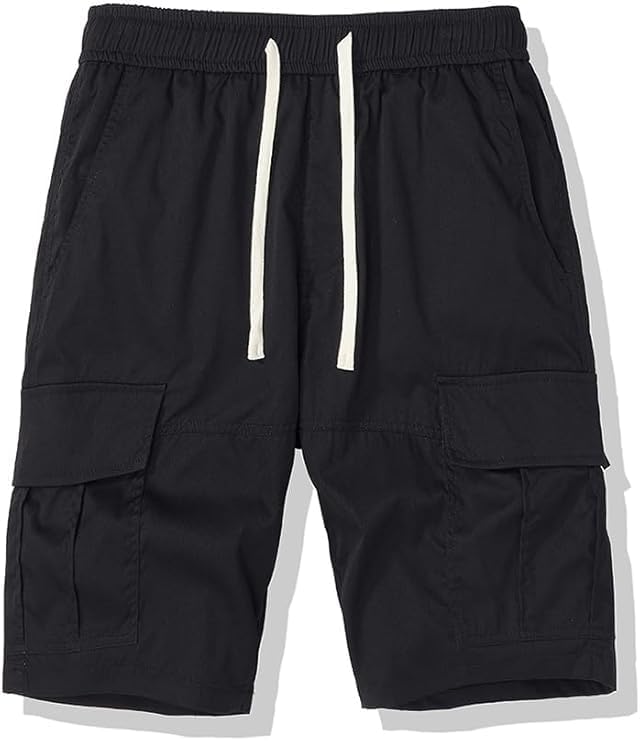 RANKSING Men's Drawstring Cargo Shorts for Work Relaxed Fit Outdoor Multi-Pocket Casual Shorts