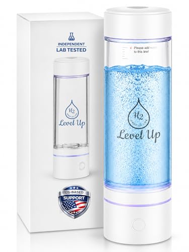 LevelUpWay 2025 Hydrogen Water Bottle Generator with SPE PEM Technology– Up to 4000 PPB – Dual Chamber – 250ml – (White) – Enhanced Hydration Solution