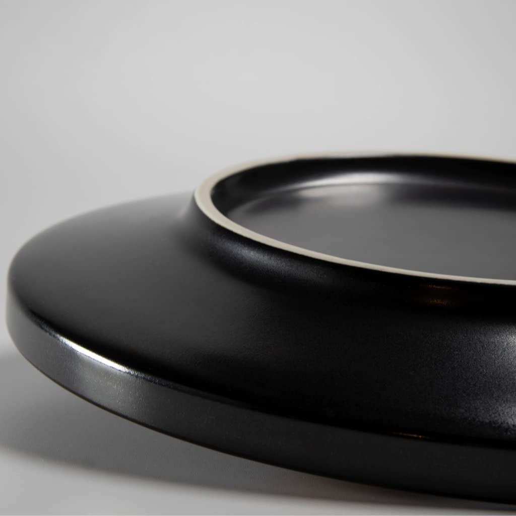 Kadum Platos de desayuno de cerámica negros, 6 unidades, cuencos gourmet, platos llanos de cerámica, 26 cm, color negro, 6 piezas