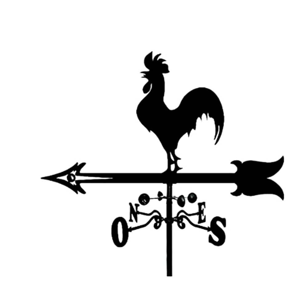 Cock Weather Vane,Decoration Weathervane, Wind Direction Indicators Kit Outdoor Garden Lawn Metal Bracket Wind Vane (Cock)