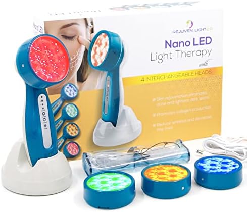 Lift Care Rejuven Light LED Light Therapy with 4 Interchangeable Heads Anti-Aging Device, Skin Rejuvenation, Lightens Dark Spots, Promotes Collagen and Reduce Wrinkles and Fine Lines