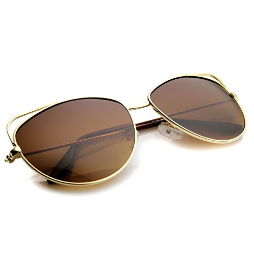 zeroUV Women's Metal Wire Cut Out Slim Temple Cat Eye Sunglasses 58mm4