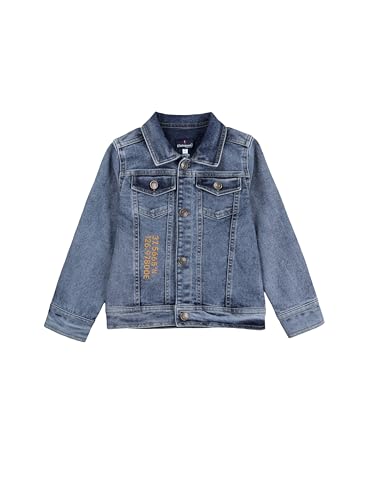 Image of KiddoPanti Boys Denim Jacket | Cotton Poly Blend with Spandex | Washed Denim, Full Sleeve | Button Closure & Front Flap Pockets | Collared Neck