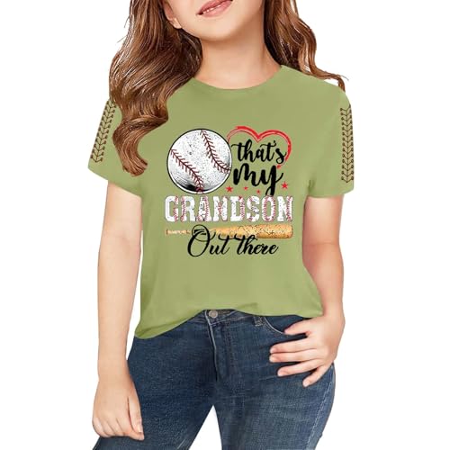 Kids Girls Boys Vintage Baseball Print T-Shirt Short Sleeve Game Day Athletic Tee for Girls Boys Crewneck Graphic Tee2