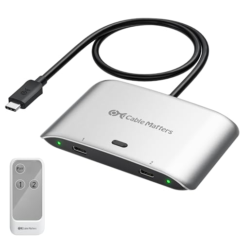 Image of Cable Matters 20Gbps USB C KVM Switch for 2 Computers, 140W PD, Up to 8K@30Hz on Windows, 4K@60Hz on macOS, Sharing One USB-C /Thunderbolt 4 Monitor or Dock (Not for Dock with an Attached Cable)