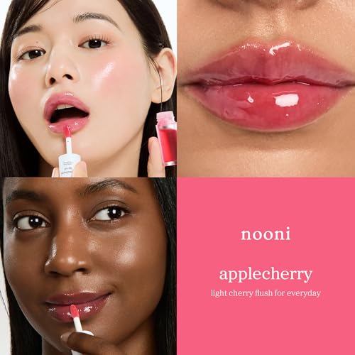Image of NOONI Korean Lip Oil - Applecherry | Long-Lasting, Moisturizing, Plumping, Revitalizing for Dry Lips, Waterproof, No Peel Off, Hydrating Lip Stain, Stocking Stuffers, Trendy Stuff, 0.12 FL Oz