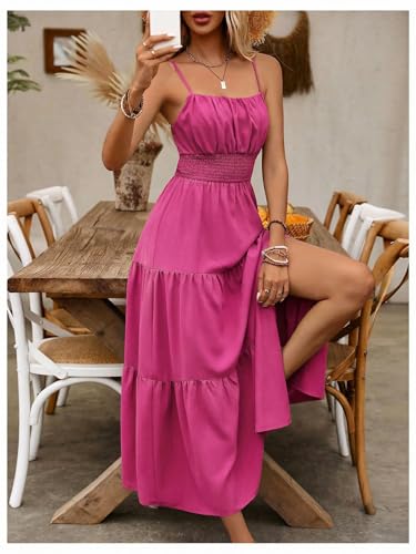 Image of BEAUDRM Women's Summer Maxi Dresses Boho Summer Wedding Guest Dress Beach Vacation Outfits Cruise Flowy Milkmaid Sundresses