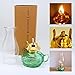 Rustic Oil Lamp for Indoor Use,Large Kerosene Lamp with Handle,2 Pcs Wicks and 1 Tweezers,Vintage Glass Hurricane Lamp for Home Emergency Lighting (Green)