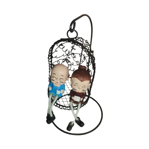 Prezzie Hub Old Age Romantic Dada Dadi Couple Grand Parents On Swing Happy Loving Hand Crafted Statue for Home
