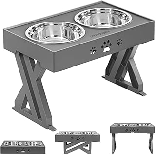 URPOWER Elevated Dog Bowls Adjustable Raised Dog Bowl with 2 Stainless Steel 1.5L Dog Food Bowls Stand Non-Slip No Spill Dog Dish Adjusts to 3 Heights 2.8”, 8”, 12”for Small Medium Large Dogs and Pets