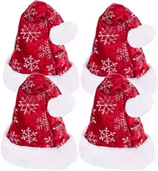 COLLECTIVEMED® 4 PCS Luxury Plush Santa Hat for Christmas Costume, Christmas Party Supplies
