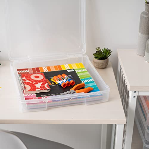 Iris Usa 6 Pack Clear Scrapbook Paper Storage Boxes, Portable Craft And Art Project Case For 12 X 12 File Paper, Plastic Storage Box Office Documents Holder #TOP4