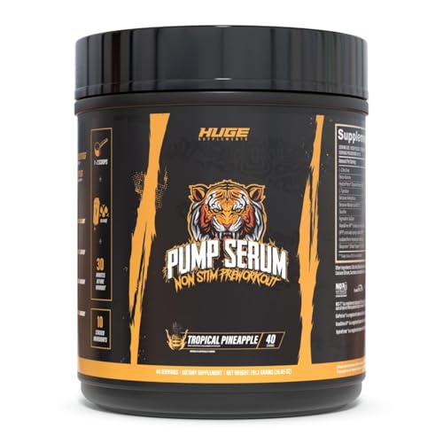 Image of Pump Serum Non Stim Pre-Workout - Fully Loaded Stimulant Free Pre Workout for Extreme Pumps, Vascularity & Muscle Fullness, with L-Citrulline, HydroPrime & Nitrates, Tropical Pineapple, 40 Servings