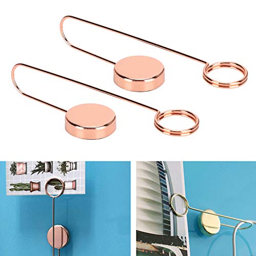 Image of 2Pcs Picture Hanging Clips Metal Double Sided Adhesive Wall Stickers Message Clip(Rose)