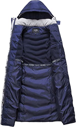 ELORA Women's Warm Winter Heavyweight Quilted 40' inch Long Fleece Trim Puffer Coat Parka Removal Hood3