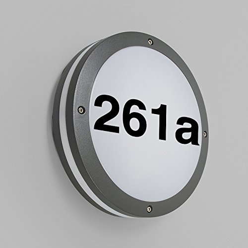 Qazqa - Modern Außen Wandleuchte anthrazit mit Hausnummer IP54 - Glow I Außenbeleuchtung - Aluminium Rund - LED geeignet E27
