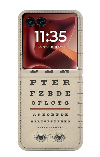 Housse cuir Motorola Razr 70 Ultra avec motif affiche test ophtalmique