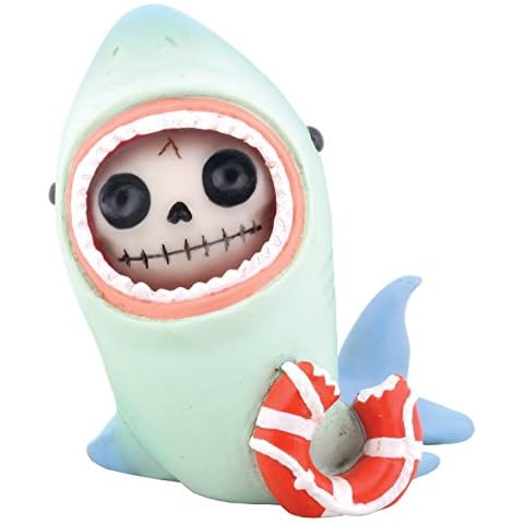 SUMMIT COLLECTION Furrybones Sharkie Signature Skeleton in Shark Costume with a Chewed Lifesaver Cover