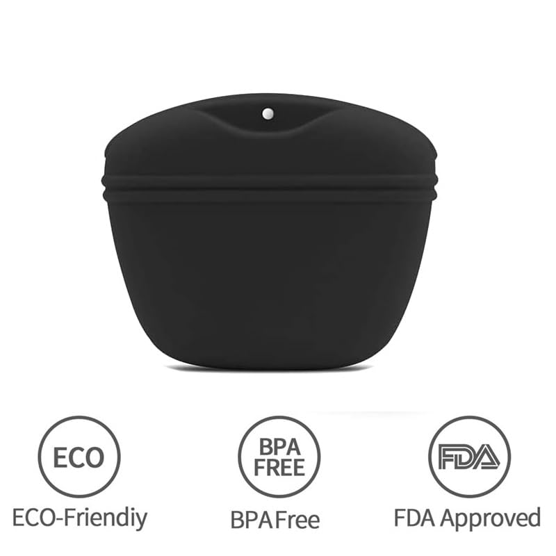 KOMUNJ Silicone Dog Treat Pouch, Treat Bag for Dogs Silicone Dog Treat Bag for Dog Training Clip on Portable Training Container, Black - Image 2