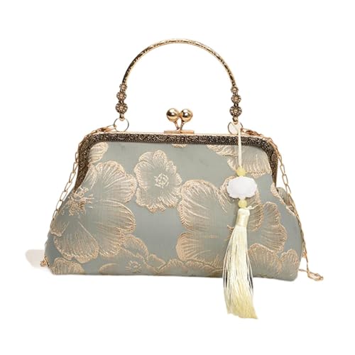 Kiss Lock Purse Handbag Pouch Elegant Flower Crossbody Bag for Dance Party