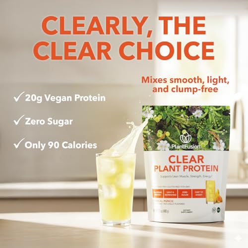 Image of PlantFusion Vegan Clear Protein Powder with Pea Protein Peptides - 20g Fast-Absorbing in Water, 90 Calories, Zero Sugar, Premium Alternative to Clear Whey - 16 oz