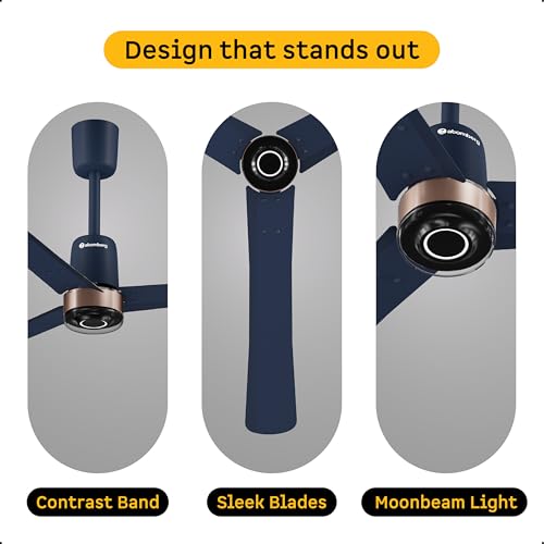 Image of atomberg Renesa Elite Smart 1200mm BLDC Ceiling Fan with Remote & Alexa Support | BEE 5 Star Energy Saving Fan | High Air Delivery | Moonbeam LED Light | Smart Fan | 5 Year Warranty | Regal Indigo