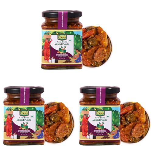 Image of THE LITTLE FARM CO Mixed Pickle 250g In Punjabi Masala, Perfect Blend of Mango, Green Chilli, Lemon, Carrot, Lotus Stem & Ginger, Mix Achar In Cold Pressed Mustard Oil With No Added Colors & Preservatives, Made In Less Oil