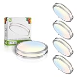 ASD LED 14 Inch Round Flush Mount Light Fixture | 21W 1700LM 3000K-5000K 120V | 3CCT, Dimmable, Energy Star, ETL Listed | Close to Ceiling Double Ring Lamp, Low Profile Lighting | Nickel, 4 Pack