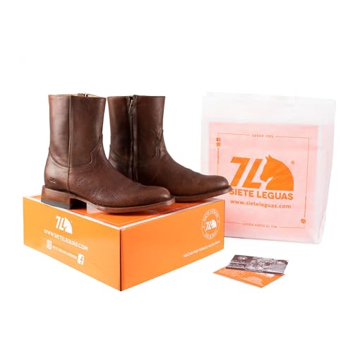 Image of 7L SIETE LEGUAS - Men's Leather Cowboy Zip Boot with Leather Sole style 11200