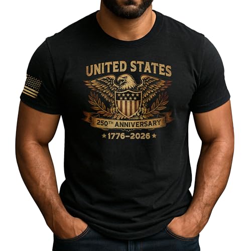 250 Anniversary USA Shirt Patriotic Shirts for Men USA Eagle Graphic Shirt for Men 2 (Black-M)
