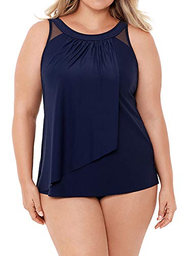 Miraclesuit Women's Swimwear Network Mariella High Neckline Mesh Detail Underwire Bra Tankini Bathing Suit Top2