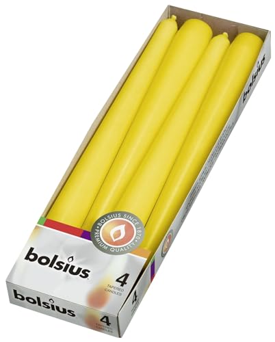bolsius 4 Taper Candles, Yellow