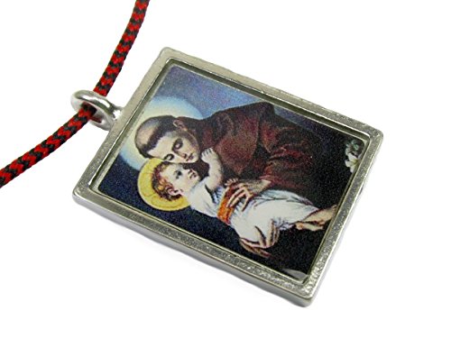 Creative Ventures Jewelry Saint Anthony Full Color Enameled Pendant w/Mini Cross on Red/Black Corded Necklace