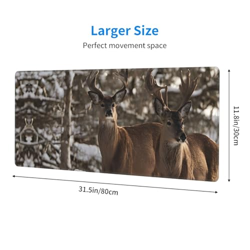 Tapis de souris de jeu cerf beauté grand format 80x30cm antidérapant pour bureau - 2