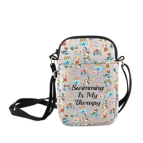 MNIGIU Swimming gift Swimming Is My Therapy Crossbody Bag Swim Lover Gift Swimmer Shoulder Bag Swimming Inspired Gift