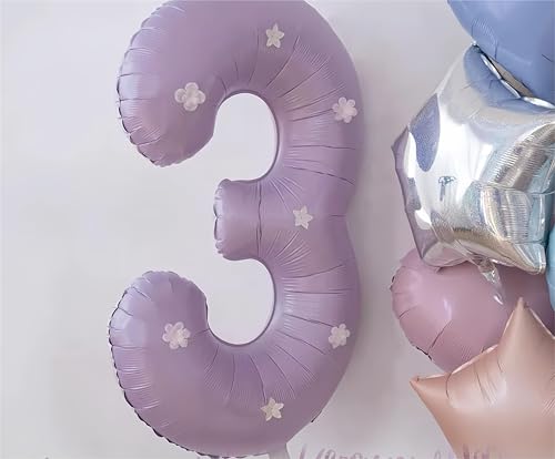 Image of Lilac 3 Balloon, Number Balloons 40 Inch, Lavender 3rd Birthday Decorations Women Party Supplies for Party Decorations, Number 3 Balloon