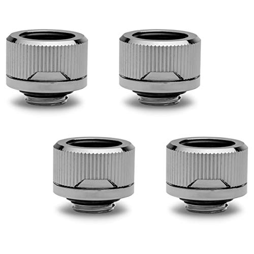 EKWB EK-Quantum Torque HDC-16 Compression Fitting for EKWB Rigid Tubing, 16mm OD, Black Nickel, 4-Pack