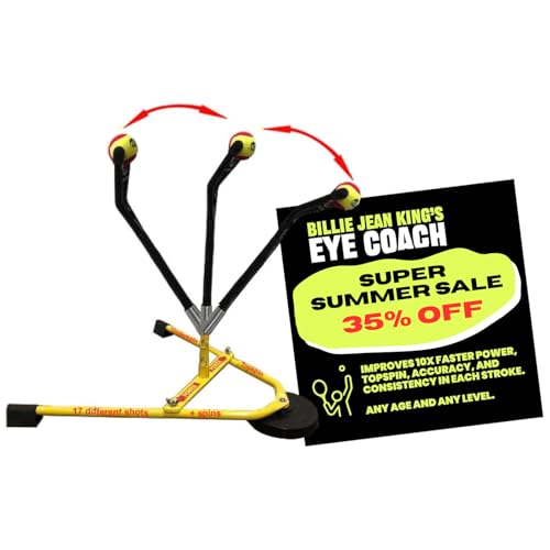 Billie Jean King’s Eye Coach Junior Tennis Simulator, Tennis Training Aid, Works in As Little As 100 sq ft, for Players 4’2” and Under, Yellow and Black
