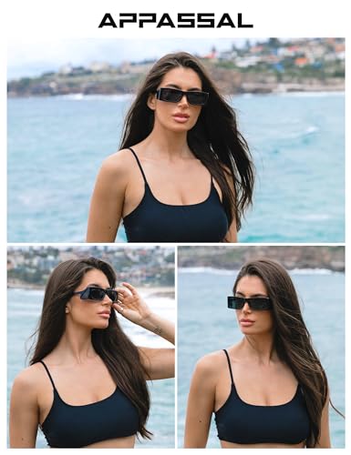 Retro Rectangle Sunglasses Men Women Wrap-Around Design with 4 Lenses Fashion 360°UV400 Protection Glasses AP37253