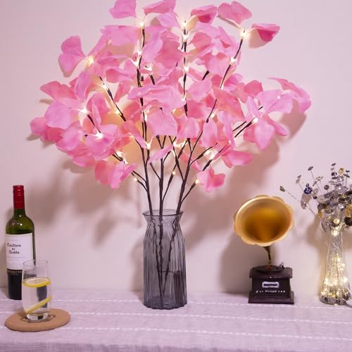 Image of Ulalaza 27.5'' 2 Branches 40 LED Bulbs Twig Lamp Battery Operated LED Lighted Willow Branches Vase Fillers Use for Christmas Home Party Decoration Indoor Outdoor