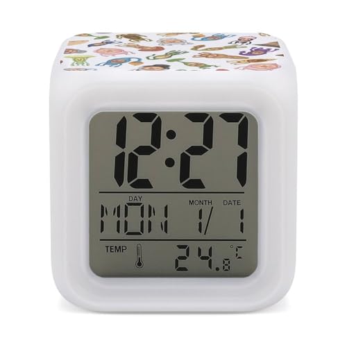 目覚まし時計 こびとづかん めざまし時計 デジタル時計 置き時計 目覚ましライト デジタル/温度/カレンダー表示 電池式 人気