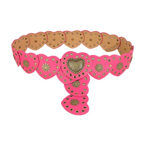 PU Waist Belt with Heart Disc Buckle Adjust Length Waist Belt Woman Girls Jeans Dresses Skirt Coat Grommet Waistband