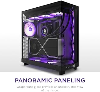 NZXT H6 Flow RGB | CC-H61FB-R1 | Compact Dual-Chamber Mid-Tower Airflow Case | Includes 3 x 120mm RGB Fans | Panoramic Glass Panels | High-Performance Airflow Panels | Cable Management | Black