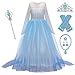 New front Principessa Elsa Costume Carnevale Elsa Blu Vestito Bambina Cosplay Costumi Castello Incoronazione Abiti Gonna Corona + Bacchetta magica + Orecchino + Collana + Guanti + Squillare