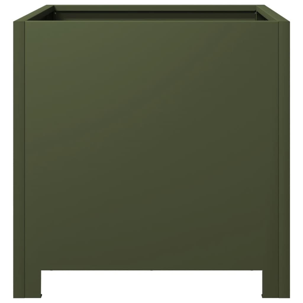 Fioriere 2 pz Verde Oliva 40x40x40 cm Acciaio | Senza fori di drenaggio, protezione contro le erbacce, per balcone patio giardino, resistente alla ruggine