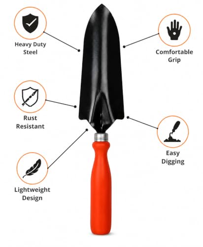 Image of Gardening Hand Trowel (Small)| Heavy Duty Iron Blade with Ergonomic Handle | Durable Hand Tool for Planting, Digging, Soil Mixing, Potting, Transplanting & Outdoor Garden Care(GTK)