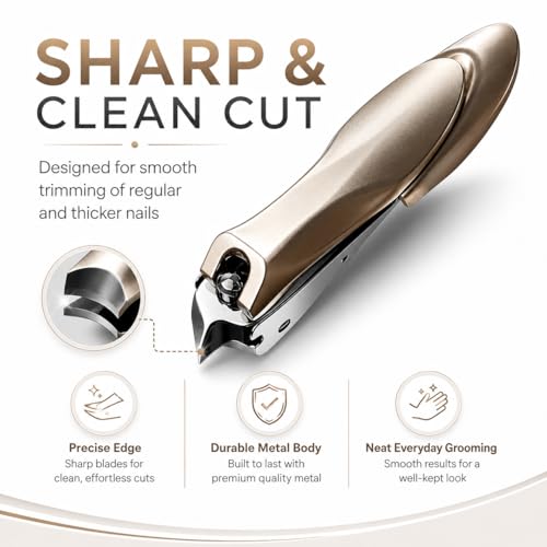 Image of Slant Edge Nail Clippers for Men Women, Precision Stainless Steel Nail Cutter for Ingrown and Thick Nails, Professional Toenail Clipper with Ergonomic Handle