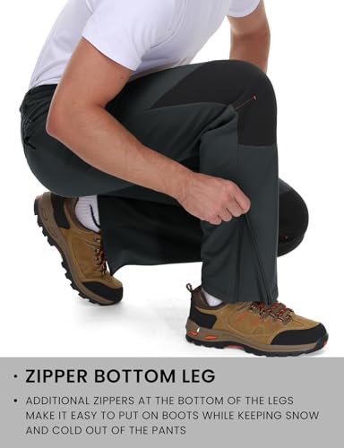 TBMPOY Men's Snow Ski Pants Waterproof Fleece Lined Insulated Softshell Winter Snowboard Hiking Zipper Bottom Leg3