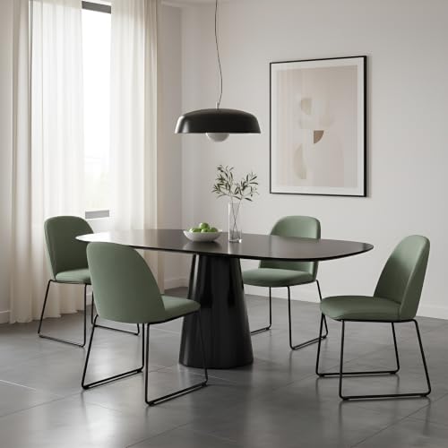 Image of Wakefit Santol Dining Table - 6 Seater Rect Black Glass Top